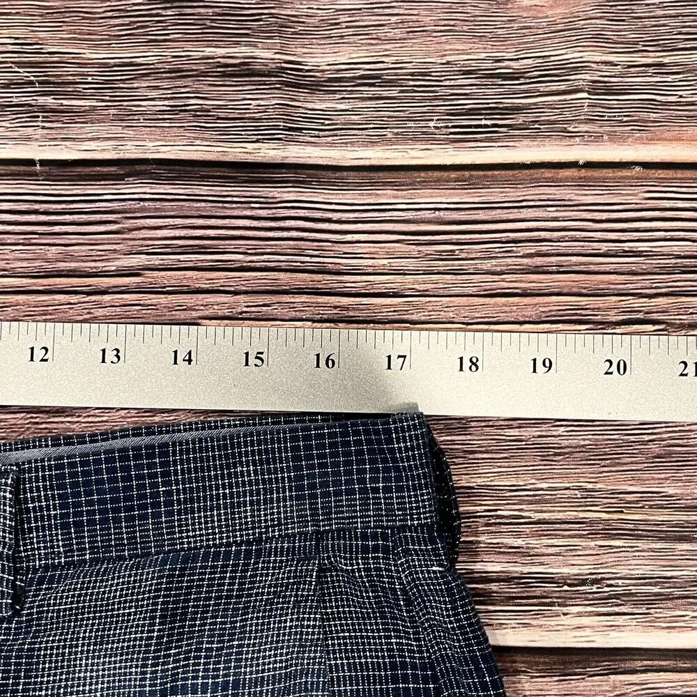 J Crew Club Men's 100% Linen Blue Plaid Chino Shorts Flat Front Size‎ 34 10.5 L